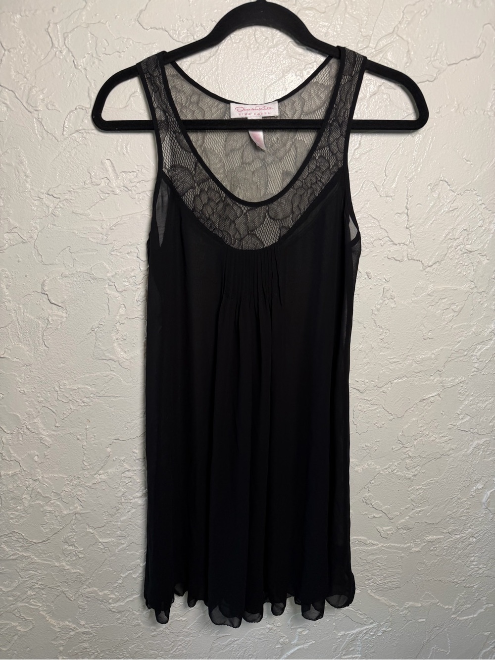 Oscar de la Renta Black Lace Chemise